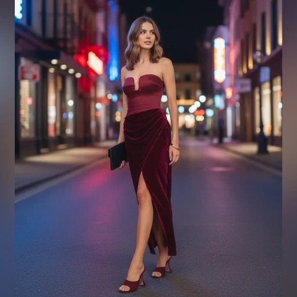 NWT Reformation Minara Strapless Midi Dress in Chianti Size 8 - Picture 1 of 17